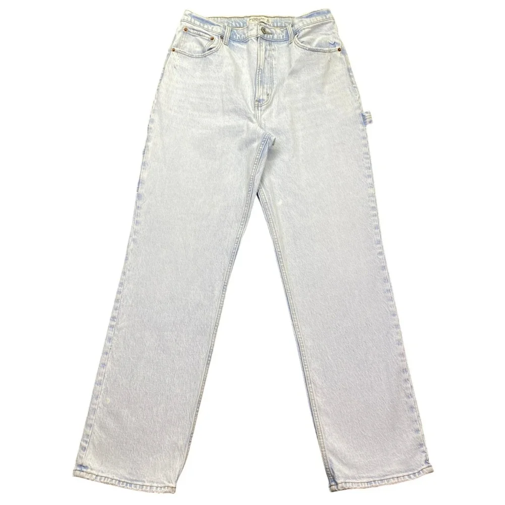 Abercrombie & Fitch 90s Straight Ultra High Rise Carpenter Jeans Light Wash 31